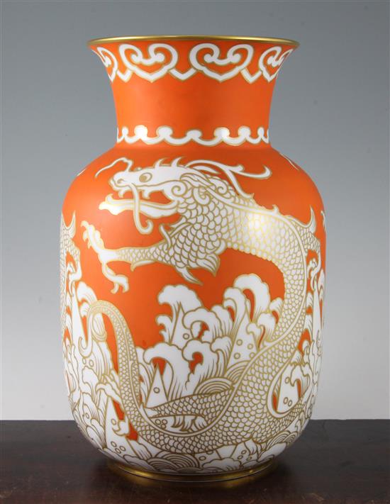 A large Rosenthal Art Deco Ming Dragon vase, c.1922, designed by Hans Schiffner, 32.5cm